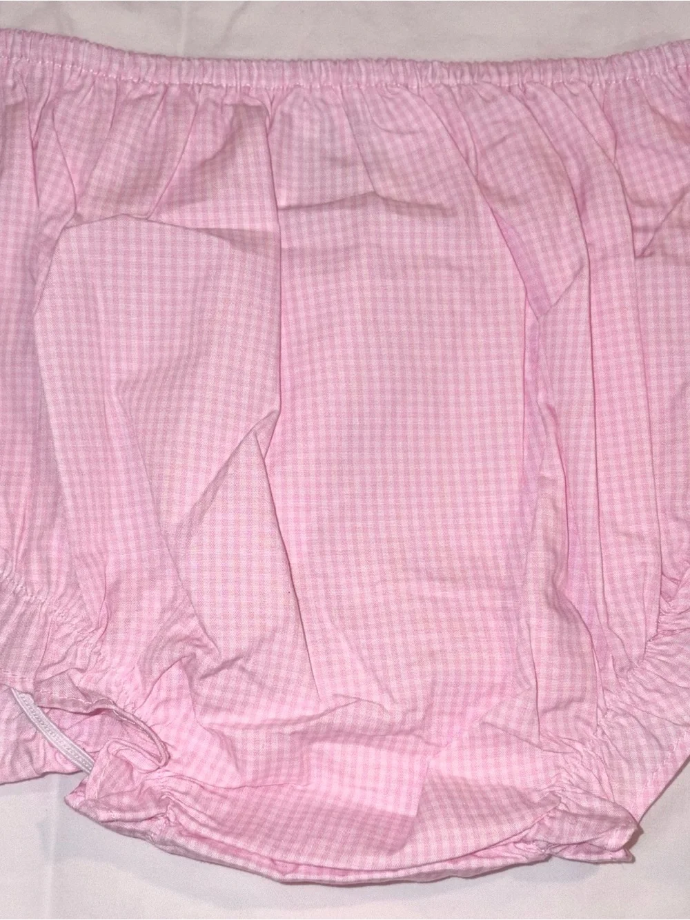 Stitchy Fish smocked pink gingham diaper set w/side bows 18 months NWT